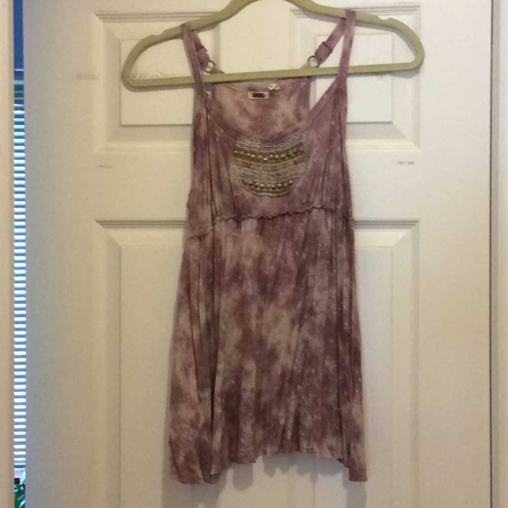 Tie dye purple shirt with open back